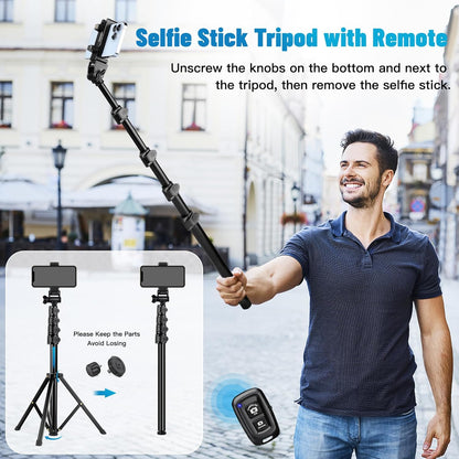 Victiv 70" Phone Tripod, Camera Stand Tripod with Remote and Phone Holder, Sturdy & Stable, Height Adjustable Selfie Stick Mode, Perfect for Selfies/Recording/Vlogging/Live Streaming