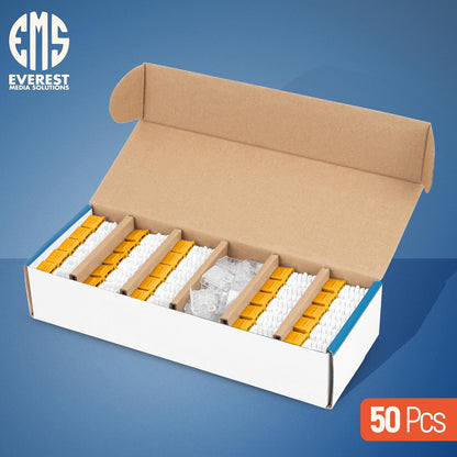 Everest 90° Angled RJ45 Cat6 Keystone Jacks 50-Pack in Yellow - Slim Profile Female RJ45 Connectors - Cat 6 Keystone Jack - Compatible with 90° Angled Speed Termination Tool - easyJACK (B094WB91H3)