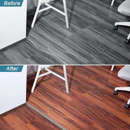 Floor Cable Cover 3ft Grey, LZEOY Cord Covers for Wires on Floor, Cord Hider Floor Cable Management, Extension Cord Floor Cover Low Profile, Floor Cord Cover for Office/Carpet/Floor