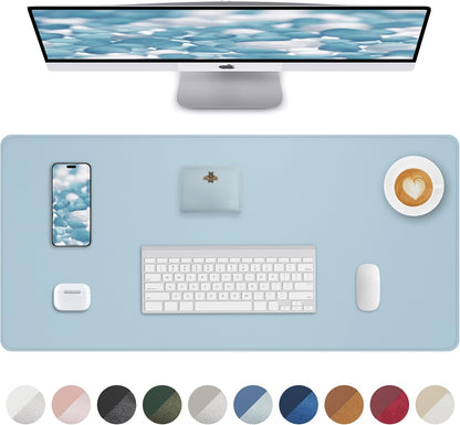 Non-Slip Desk Pad,Mouse Pad,Waterproof PVC Leather Desk Table Protector,Non-Slip PU Leather Desk Blotter, Easy Clean Laptop Desk Writing Mat for Office Work/Home/Decor(Light Blue, 24" x 13.7")