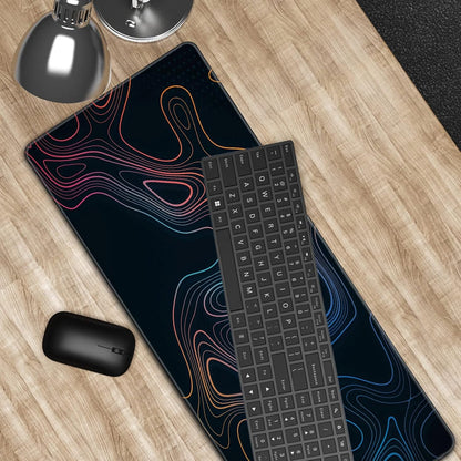 Topographic Contour Map XL Mouse Pad 31.5 x 11.8 Inch Gaming Mousepad Extended Large Mousepad with Nonslip Rubber Base Stitched Edges Laptop Desk Pad Home Office Supplies
