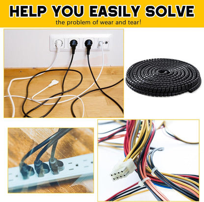 Spiral Wrap Cable Protector, Safe 1.25" Od x 40' Pre Cut Lengths Hydraulic Hose Protector Wrap to Avoid Wear and Extend Life for Hydraulic Pneumatic Hoses