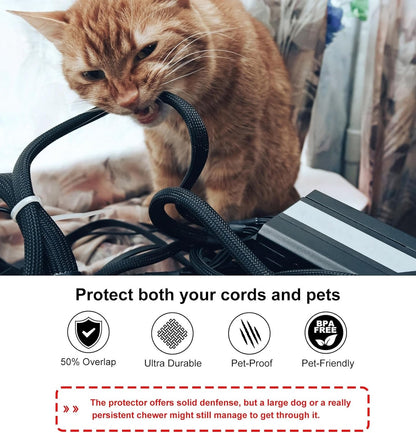 Secbolt Cord Protectors from Pets No Chew, 10ft - 3/8 inch Ultra Durable Cord Covers for Pets, Bite-Resistant Cable and Wire Protector for Cats, Dogs, Rabbits - Black