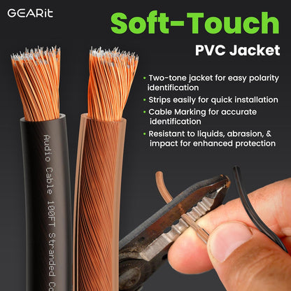 GearIT 14 Gauge 2 x 2.5mm Speaker Wire Cca Cca Cable (30.4 Meters - Black Clear)