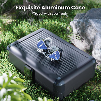 BASN Bmaster5 in Ear Monitors, 5 Drivers Drummer Headphones with Powerful Bass, Noise Isolation IEM Earbuds with Detachable MMCX Sliver-Plated OFC Cable for Musicians (Sapphire Blue, MMCX)