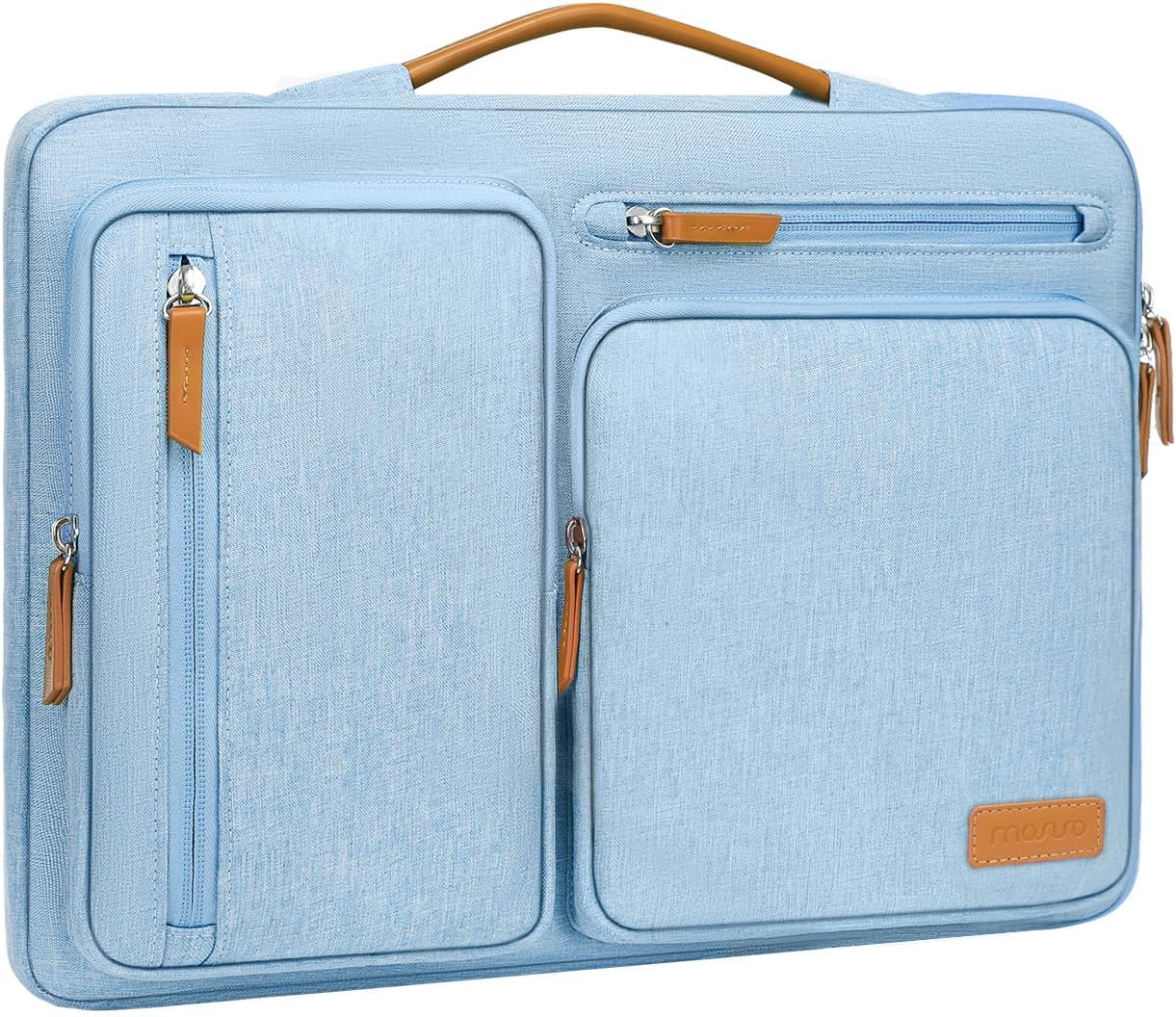 MOSISO 360 Protective Laptop Case 16 inch, 15-15.6 inch Laptop Sleeve Compatible with MacBook Pro 16, HP, Acer, Dell, Lenovo, ASUS, Side Open Carrying Case with 4 Zipper Pockets&Handle, Air Blue