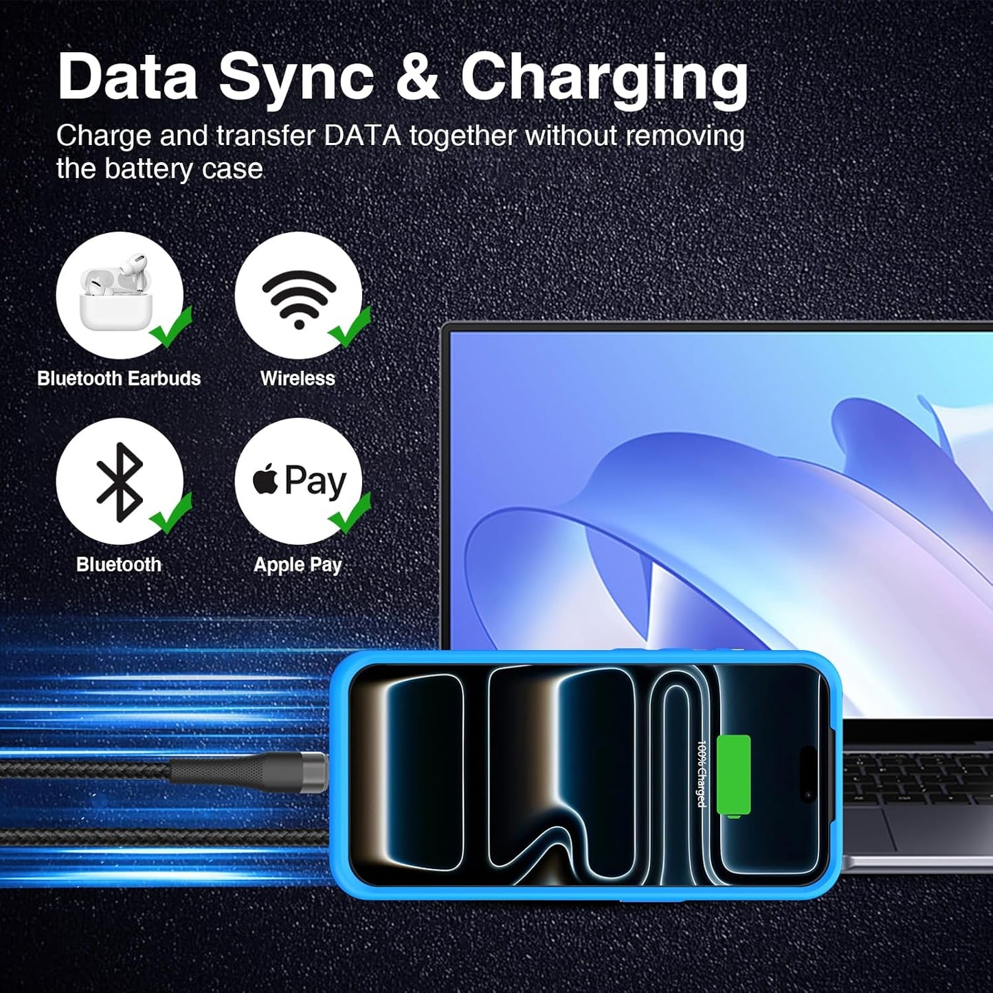 GIN FOXI Battery Case for iPhone 17 Pro, Charging Case Charger 8500mAh Ultra-Slim Lightweight Powerful Battery Pack 15W Fast Rechargeable Anti-Fall TPU Juice Box for iPhone 17 Pro (6.3") Blue