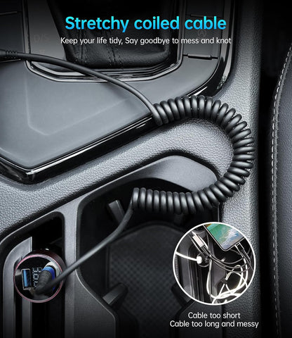 USB C Cable 3ft 2Pack Coiled USB A to USB C Charge Cord for Car, USB-C Charging Cable Compatible with iPhone 16/15/Plus/Pro/Pro Max/Samsung Galaxy S20 S10 S9 S8 Plus Note 10 9 and Other USB C Devices