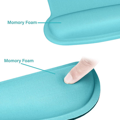 MOSISO Wrist Rest Support for Mouse Pad & Keyboard Set, Ergonomic Mousepad Non-Slip Base Home/Office Pain Relief & Easy Typing Cushion with Neoprene Cloth & Raised Memory Foam, Turquoise