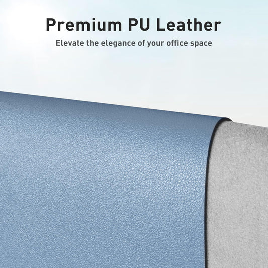 Aothia Leather Desk Pad Protector, Large Mouse Pad, Office Desk Mat, Non-Slip PU Leather Desk Blotter, Laptop Desk Pad, Waterproof Desk Writing Pad for Office and Home (Denim Blue, 23.6" x 13.7")
