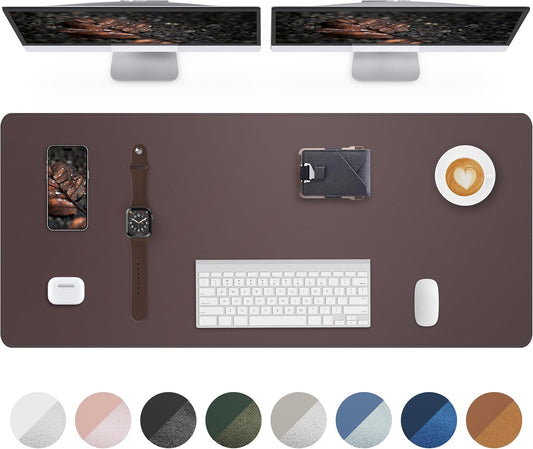 Large Desk Mat - 48" x 17"Leather Desk Pad Protector, Office Desk Mat, Non-Slip PU Leather Large Mouse Pad, Waterproof Desk Blotter Mat, Desk Cover for Office and Home (Coffee)
