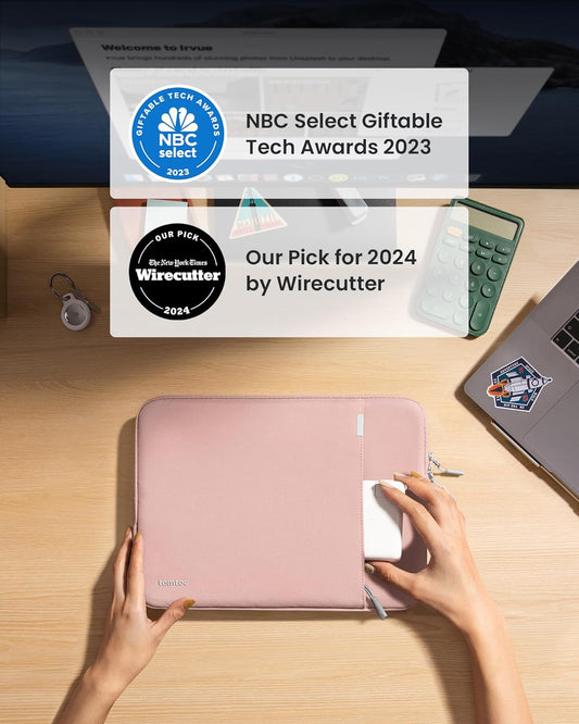 tomtoc 360 Protective Laptop Sleeve for 14-inch MacBook Pro M4/M3/M2/M1 Pro/Max A3112 A3401 A3185 A2992 A2918 A2779 2024-2021, Water-Resistant Case Bag with Accessory Pocket for 13.8 Surface Laptop 7