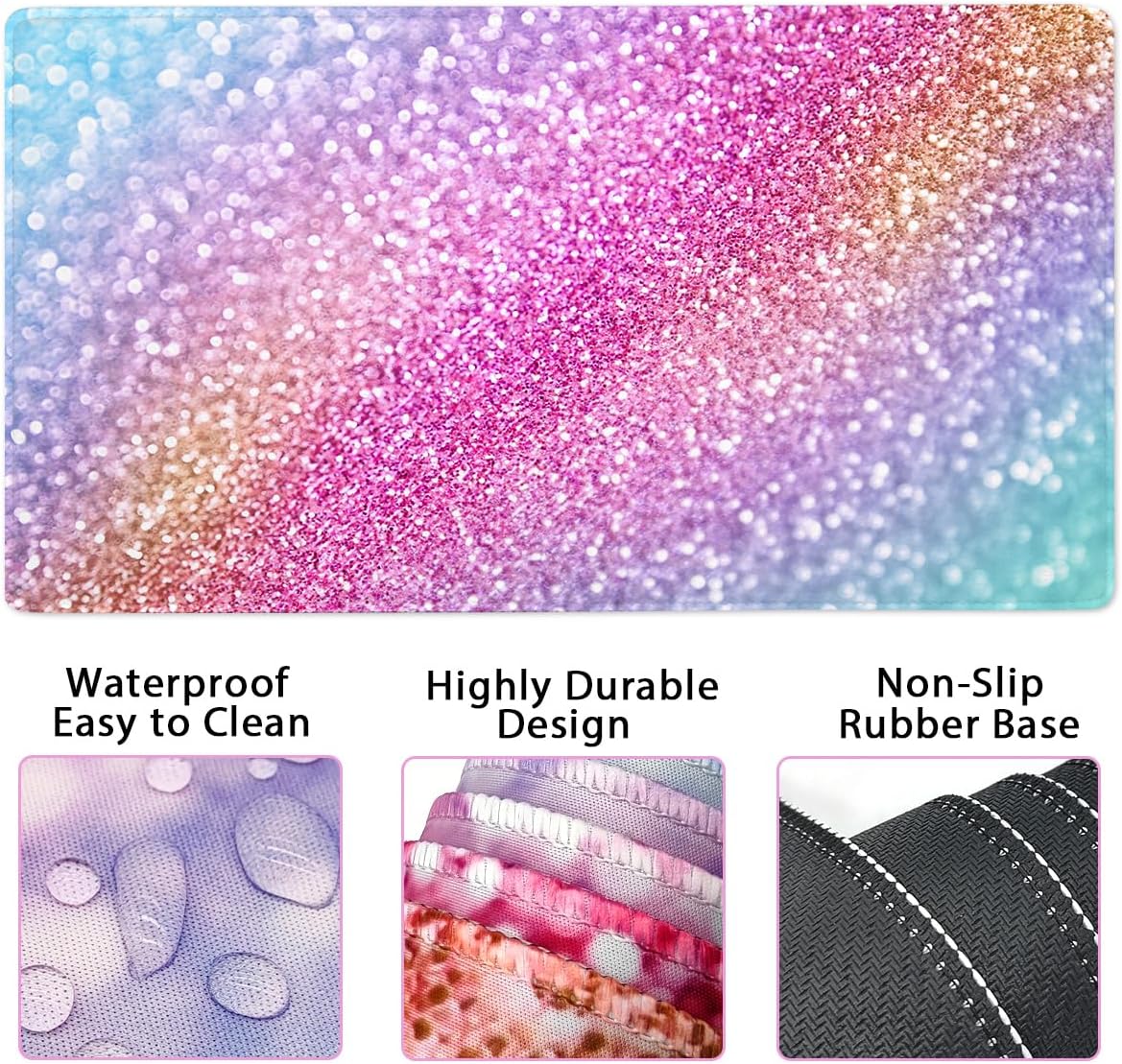 Large Keyboard Mouse Pad Set, Extended Mouse Pad+Keyboard Wrist Rest Support, Memory Foam Ergonomic Easy Typing, 4Pcs (35.4×15.9 in) Desk Pad Set for Home Office Study Game - Colorful