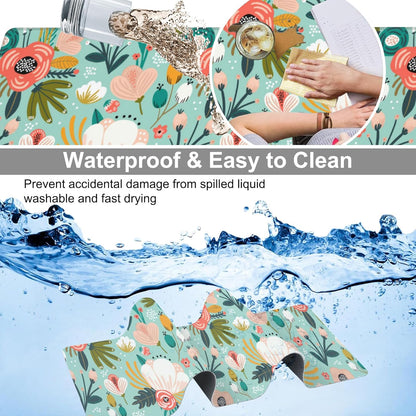 Colorful Flowers and Berries Desk Mat,Large Beautiful Floral Branches Gaming Keyboard Mouse Pad,Non-Slip Rubber Base Desk Pad Thick Stitched Edges Waterproof Mousepad Mouse Mat 31.5"x11.8"