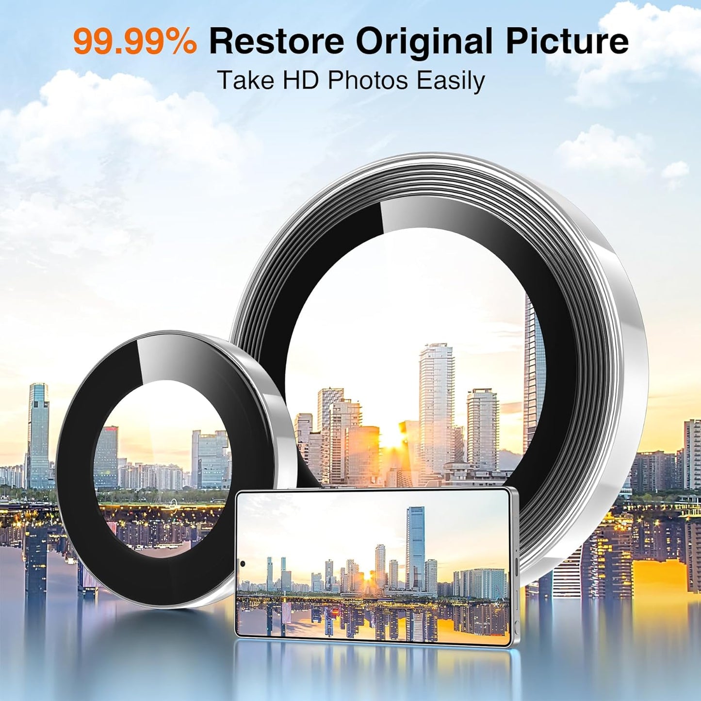 YWXTW [2025 Original Like for Samsung Galaxy S25 Ultra Camera Lens Protector, [Ultra-Thin & 6X Stronger] S25 Ultra Camera Lens Cover, 9H Tempered Glass Upgraded Metal Edging(Titanium silver)