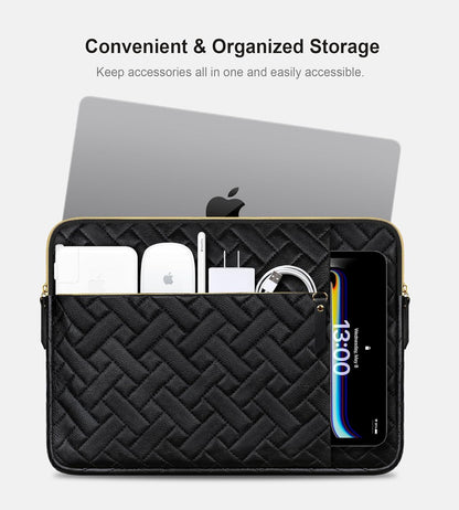 Lacdo Laptop Sleeve Case for 14 inch New MacBook Pro M4/M3/M2/M1 Chips Pro Max A3112 A3401 A3185 A2918 A2992 A2779 A2442 2024-2021, 13.8 inch Surface Laptop 7th Copilot+PC Computer Bag, Elegant Black