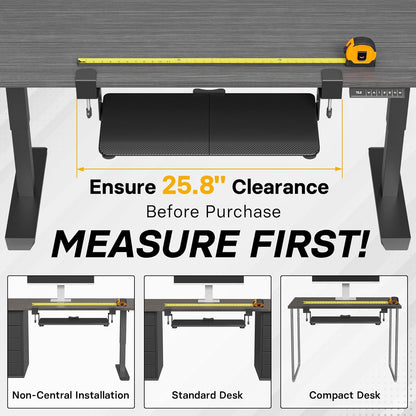 BONTEC KMT01-PJ Under Desk Keyboard Tray, Pull-Out Keyboard & Mouse Platform with C-Clamp, 20 x 11.8 in Space-Saving Ergonomic Slide-Out Drawer, Black Carbon Fiber
