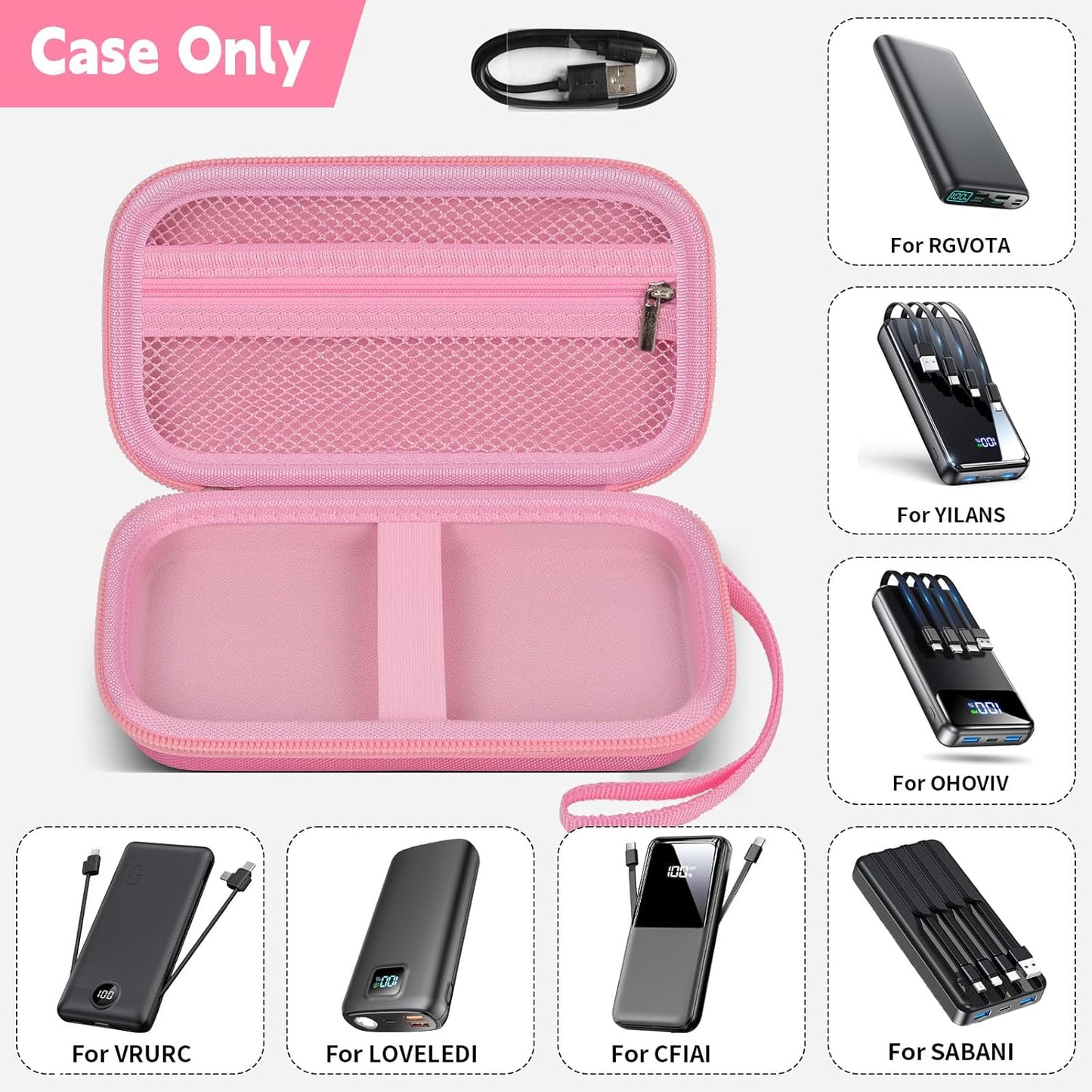 Portable Bank Charger Case for SABANI for Charmast for OHOVIV for VRURC for YILANS for CFIAI for LOVELEDI for RGVOTA for Miday for RONEGN for POIYTL for IAPOS Fast Charging Battery (Pink)