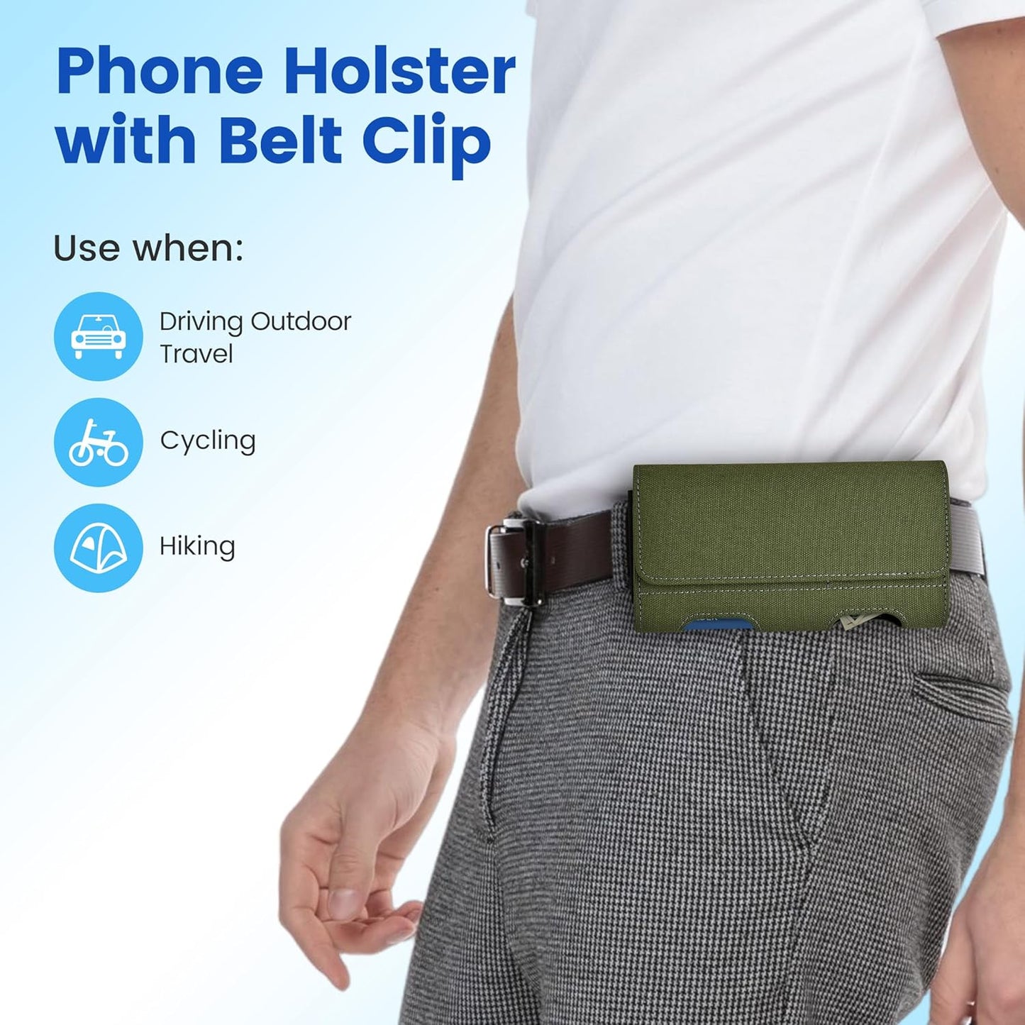 Mopaclle Nylon Phone Holster for iPhone 17 Pro Max, 17 Air, iPhone 16 Pro Max,iPhone 15 Pro Max 14 13 Pro Max & Plus, Premium Cell Phone Belt Holder with Belt Clip for Galaxy S25 Plus,S24 Plus