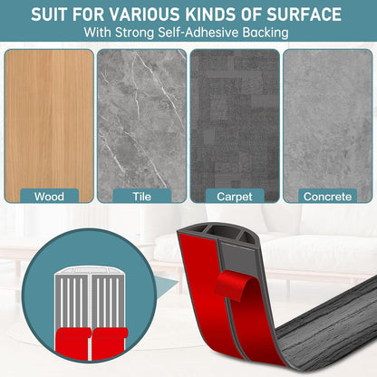 Floor Cord Cover Self Adhesive Cord Hider Floor Extension Cord Covers for Floor Power Cord Protector Cable Management Prevent Cable Trips Cable Cavity 0.47" W x 0.27" H (Deep Grey Wood, 20Ft)