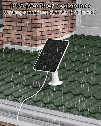 5W Solar Panel Charger Compatible with Arlo Essential 2K Outdoor Camera(2nd Gen)/Essential Outdoor XL(2nd Gen)/Essential Spotlight, IP65 Waterproof 10ft USB-C & Micro USB Cable & Wall Mount, 3 Pack