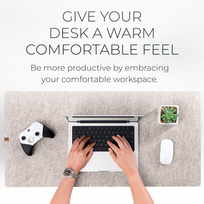 Nordik Large Felt Desk Mat – Stone Oat Beige – 35 x 17 inch – Computer Desk Mat – Keyboard and Mouse Pad – Large Desktop Felt Pad