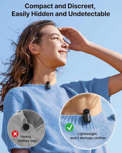 BOYA mini Wireless Microphone for iPhone with MFi Certified Ligntning Interface,Noise Cancellation, 30H Battery Life with Charging Case,AI Voice Changer for Video Recording, Live Streaming, Interviews
