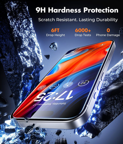 UNBREAKcable 2-Pack Screen Protector for iPhone 16 Pro Max, Double Shatterproof Tempered Glass [Easy Installation Frame] [9H Hardness] [99.99% HD Clear] [Case Friendly] for iPhone 6.9 inch