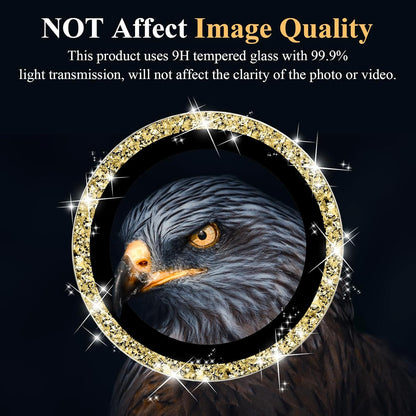 YWXTW Camera Lens Protector for Samsung Galaxy S24 / S23 / S23 Plus, [NOT for S24 Plus] 9H Tempered Glass Metal Individual Ring Camera Screen Protector for S24 Accessories (Gold Glitter)