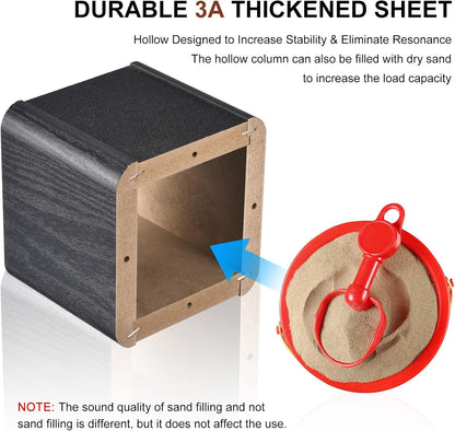 MECCANIXITY Wood Speaker Stands, 2 Pack 5.9 Inch (15cm) Universal Speaker Stand Hollowed Bases Enhanced Audio Listening for Home Theaters Cinema