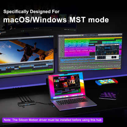 USB C Docking Station 3 Monitors Compatible with Mac/Windows, KOZYC Triple Display Docking Station with 3xHDMI(4k60Hz/30Hz+1080p), 3xUSB 3.0, SD/TF, 100W PD with HDMI Splitter Extend Display 3 Monitor