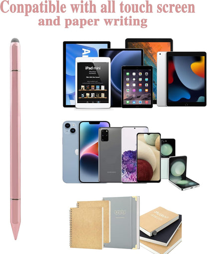3 in 1 Universal Stylus Pen for Touchscreen,High Sensitivity & Precision Capacitive Stylus Pen for iPad Suitable for All Touch Screens of iPhone/iPad/Android/Samsung Galaxy/Tablets-Pink