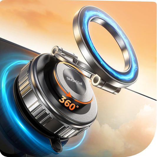 DIMONCOAT 2025 Upgraded Metal 360° Adjustable Vacuum Suction Cup Phone Mount [109LB Suction], Magnetic Phone Holder for Car, Foldable Portable iPhone Holder Magsafe Car Mount for iPhone 16 Pro Max