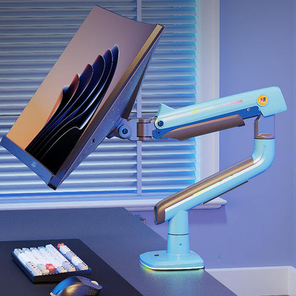 Gaming Monitor Arm for Flat/Ultrawide/Curved Monitors 32 to 60 inch, Heavy Duty Monitor Stand Load up to 20 kg, VESA 75/100 mm Mount (Gulf Blue)