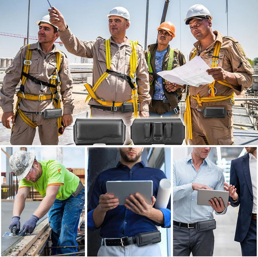 Holster Case for iPhone 15/15, 14/14, 13/13, 12/12, XR, Samsung Galaxy S24/S23/S22/S21, Phone Pouch Holder with Belt Clip and Flip Cover (Fits Otterbox Commuter Case) - Black