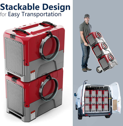 ALORAIR LGR Commercial Dehumidifier with Pump Drain Hose, 180 Pint Large Capacity Crawl Space Dehumidifier for Water Damage Restoration, Basements Warehouse & Job Sites, 5 Years Limited Warranty, Red