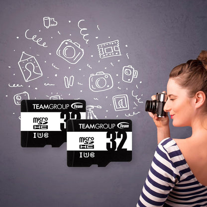 TEAMGROUP Micro 32GB x 5 Pack UHS-I U1 Class 10 SDHC SDXC Read Speed up to 100MB/s High Speed Flash Meomry Card with Adapter for Camera, Surveillance, Full HD Shooting TUSDH32GCL10U63