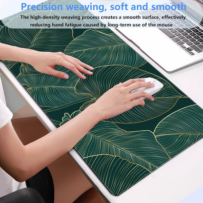 Green Desk Mat Monstera Palm Leaf Mouse Pad Large Gaming Mouse Pad XL Full Desk Mousepad Extended Keyboard Mat Big Long Mouse Mat Computer Laptop Desktop Mat Pad Desk Decor 31.5''X15.7''