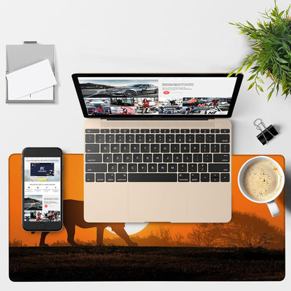 Large Mouse Pad Lion Silhouette Gaming Desk Pad Computer Keyboard Non-Slip Waterproof Mouse Mat with Rubber Base and Stitched Edges Entertainment Office Writing Desk Mat 35.4 x 15.7 Inches