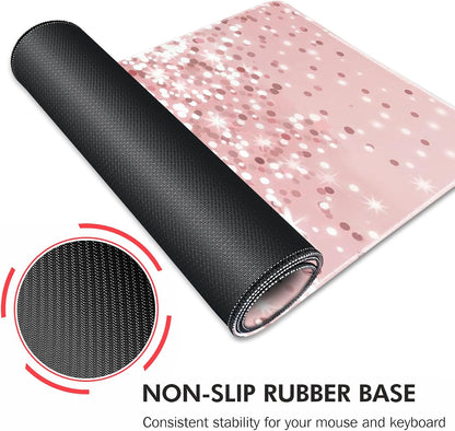 Galdas Gaming Mouse Pad XXL XL Large Long Extended Big Mousepad Non-Slip Rubber Keyboard Mouse Pad with Stitched Edges for Laptop Home Office (31.5x11.8x0.08 Inch) … (Bling Words)