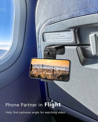 MiiKARE Airplane Travel Essentials Phone Holder, Universal Handsfree Phone Mount for Flying with 360 Degree Rotation, Accessory for Airplane, Travel Must Haves Phone Stand for Desk, Pro&Pro