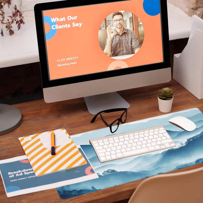 Large Gaming Mouse Pad for Desk,Mountain Desk Mat,Misty Forest Mountains Desk Pad,Extended Big Computer Keyboard Mouse Pad with Non-Slip Base and Stitched Edge,31.5"x11.8"