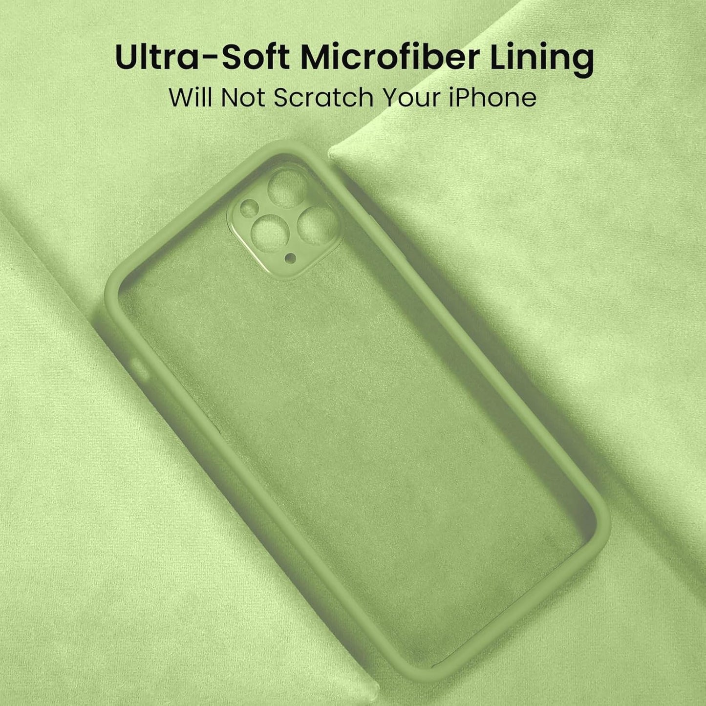 FireNova Designed for iPhone 13 Pro Max Case, Silicone [Camera Protection] Phone Case with [2 Screen Protectors], Soft Anti-Scratch Microfiber Lining Inside, 6.7 inch, Tea Green