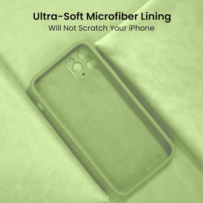 FireNova Designed for iPhone 13 Pro Max Case, Silicone [Camera Protection] Phone Case with [2 Screen Protectors], Soft Anti-Scratch Microfiber Lining Inside, 6.7 inch, Tea Green