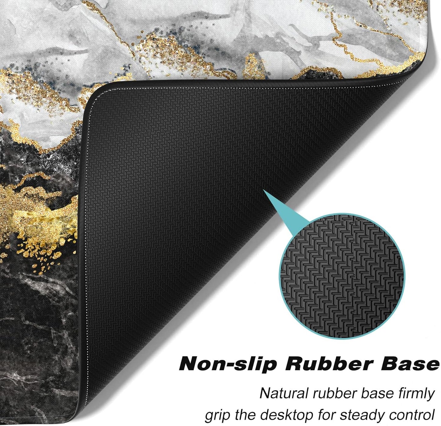 Extended Gaming Mouse Pad, XXL Large Mouse Mat 30 x 14 Inch, Big Computer Keyboard Mousepad, Waterproof Desk Pad with Stitched Edges and Non-Slip Base for Office Gaming, Black Cracked Marble