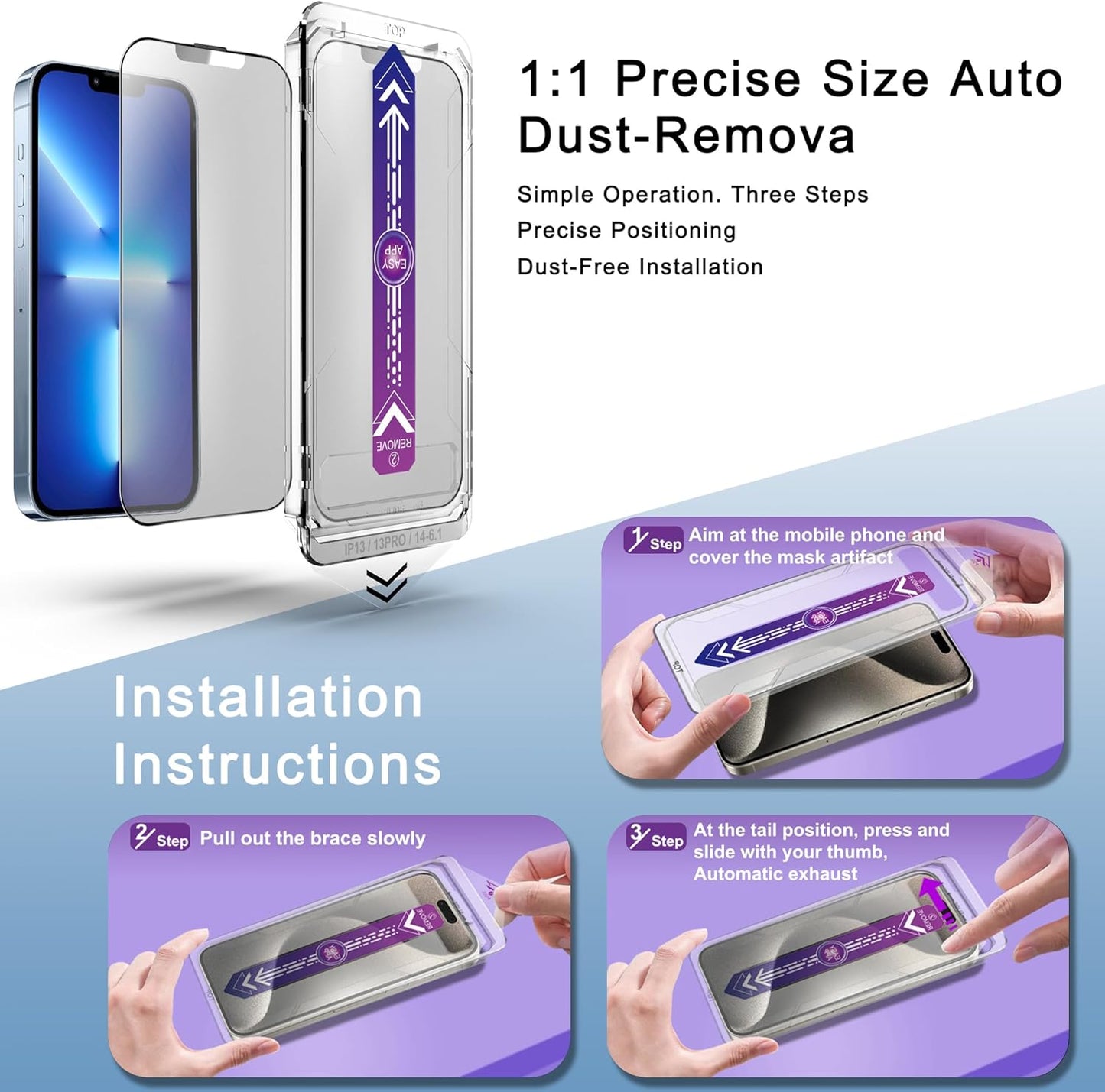 2 Pack Matte Screen Protector for iPhone 16e and iPhone 14 and iPhone 13 and iPhone 13 Pro 6.1-Inch Auto Dust Removal, No Bubbles, Tempered Glass Film, Easy Installation