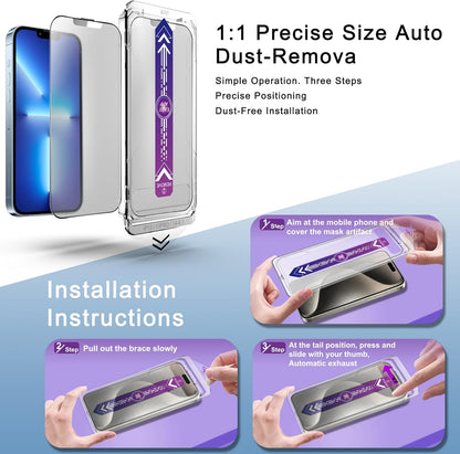 2 Pack Matte Screen Protector for iPhone 16e and iPhone 14 and iPhone 13 and iPhone 13 Pro 6.1-Inch Auto Dust Removal, No Bubbles, Tempered Glass Film, Easy Installation