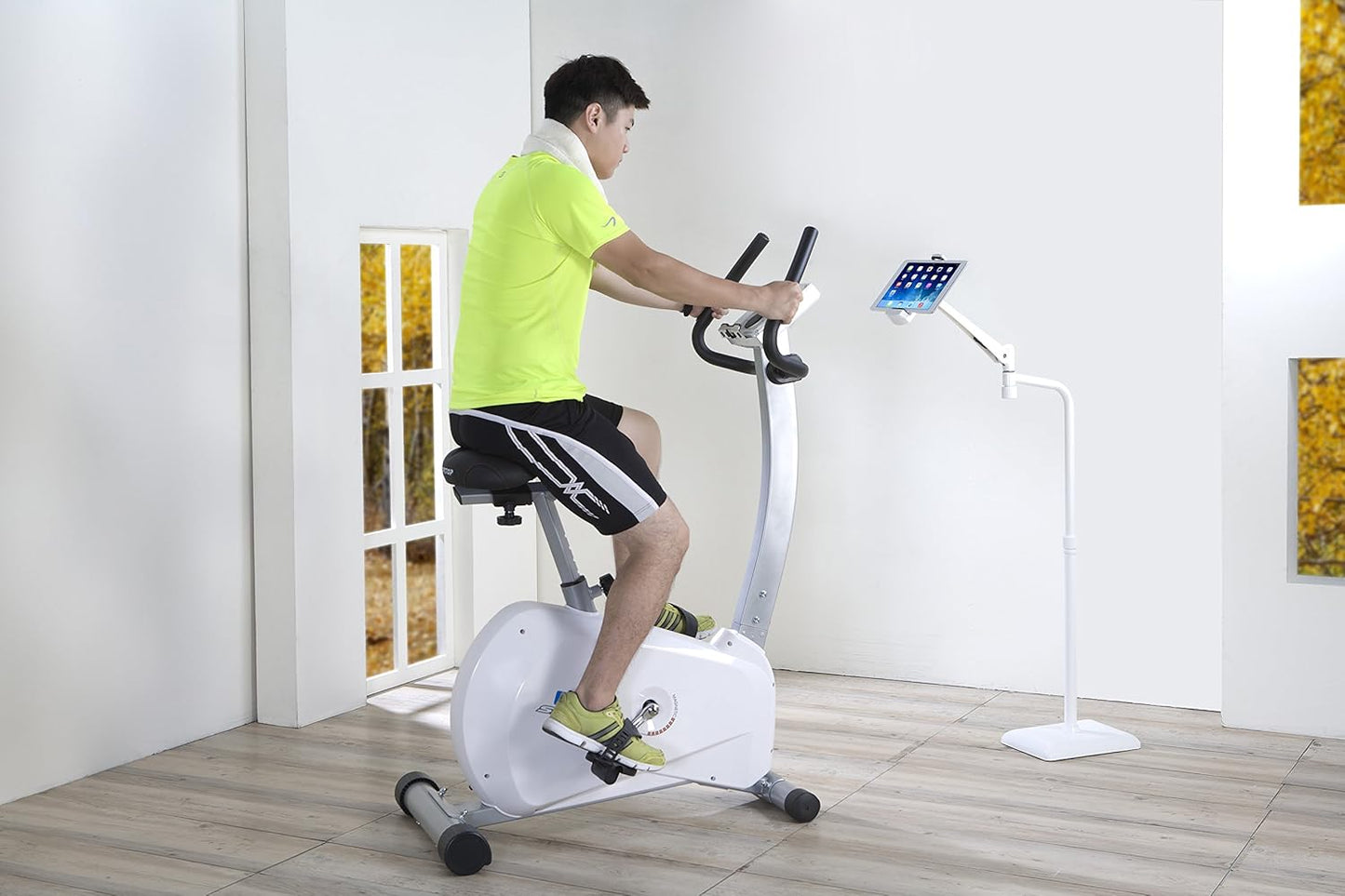 IDEE Tablet Floor Stand with 10lb Heavy Duty Base, 360 Degree Adjustable Tall Holder for Bed Compatible up to 13inch Kindles, iPads, and Tablets, White