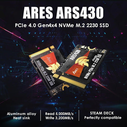 DATO 2TB M.2 2230 SSD, PCIe Gen 4x4 NVMe Internal Solid State Drive with Heatsink, Up to 5000/3200 MB/s, Compatible with Steam Deck, ROG Ally, Surface Pro, Mini PCs, Ultrabook, ARES ARS430