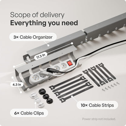 PAMO Cable Management Under Desk for Easy mounting Under-Table I Set of 3 - with 10X Cable Ties I Desk Organizer for Office/Home Office Table Thoughtful Cable Tray Holder